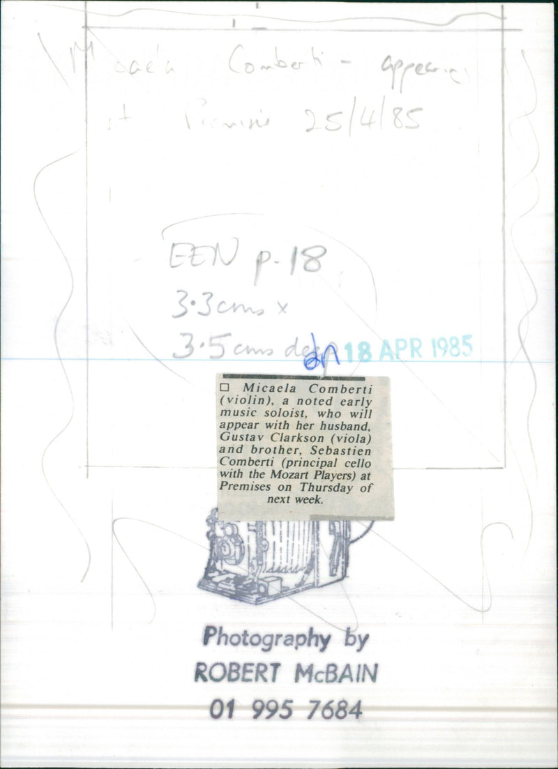 1985 EARLY MUSIC - Vintage Photograph