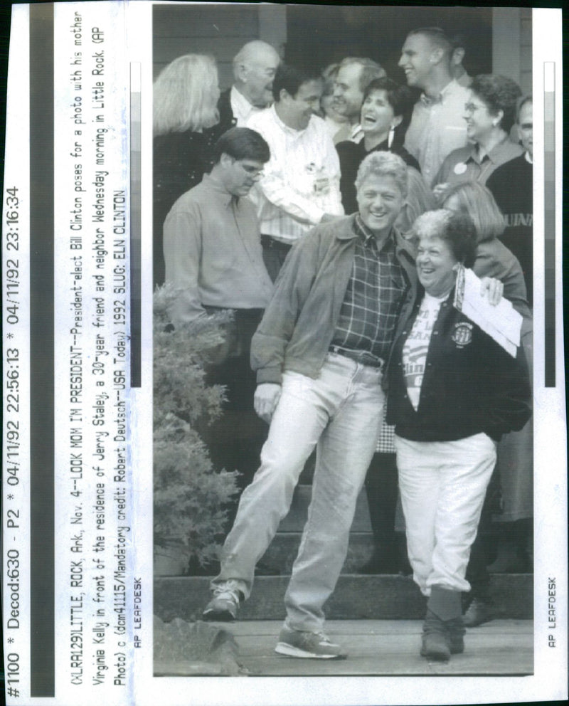 Bill Clinton and his mother, Virginia Kelly. - Vintage Photograph
