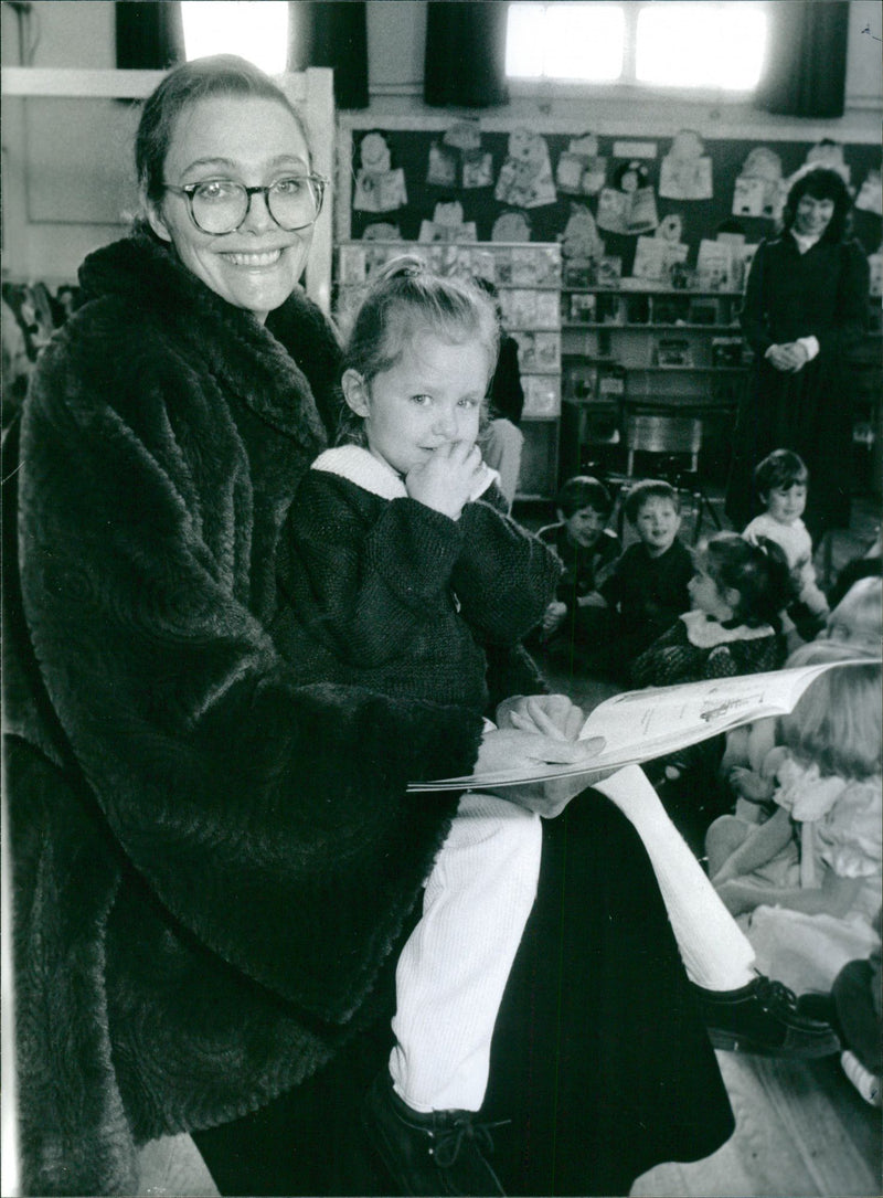 Tessa Dahl and Hannah Shaw at the Avenue First School - Vintage Photograph