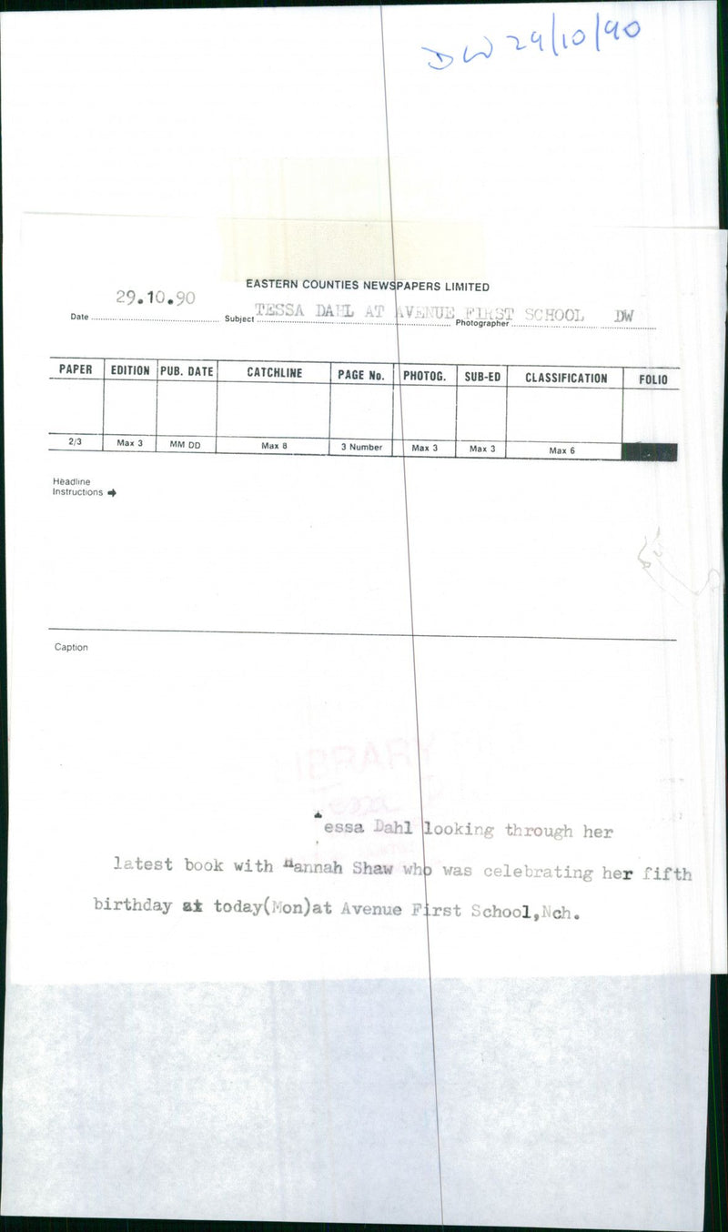 Tessa Dahl and Hannah Shaw at the Avenue First School - Vintage Photograph