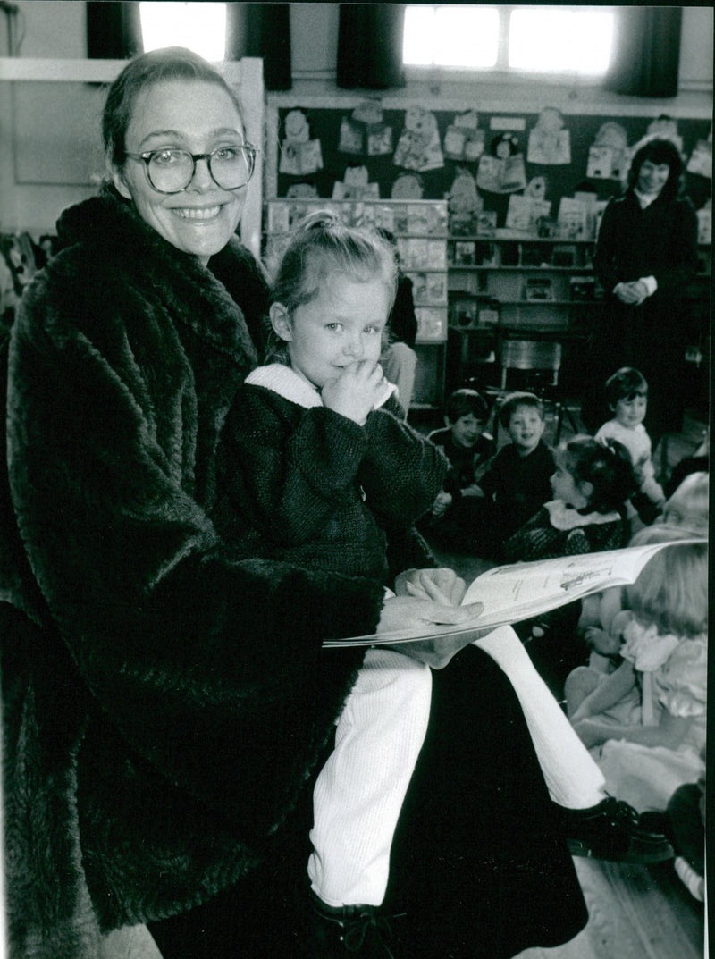Tessa Dahl and Hannah Shaw at the Avenue First School - Vintage Photograph