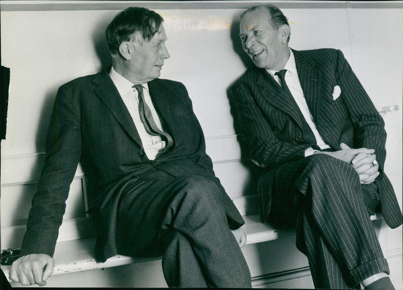 Lord John Donaldson talking with Mr John Jarrold - Vintage Photograph