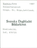 1987 CONCERTS VIDEOIAACTS GUNA CURMIS ZVIEDRUA KURMIS FREE BIL - Vintage Photograph