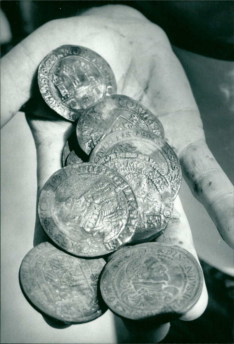 Swedish Silver and Bronze coins - Vintage Photograph