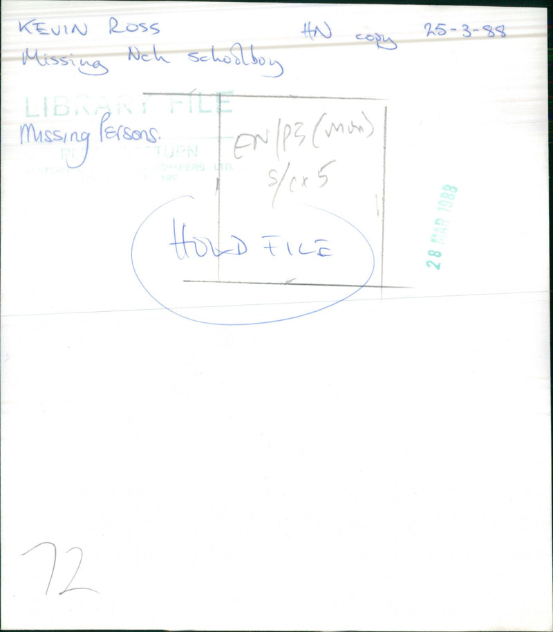 Missing Nch schoolboy Persons . Missing 41 EN / P3 ( man ) HOLD FILE 28 MAR - Vintage Photograph