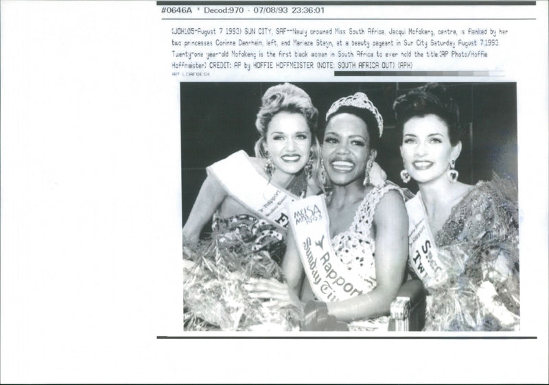 Beauty Queens: Jacqui Mofokeng, Corinne Dennheim, and Marileze Stayn. - Vintage Photograph