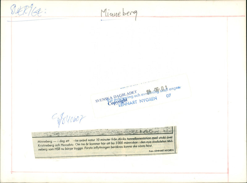 RAIH MOVE TENG HOST MINNEBERG ALVIKS NATURE BUILD AND NYGREN LENNART - Vintage Photograph