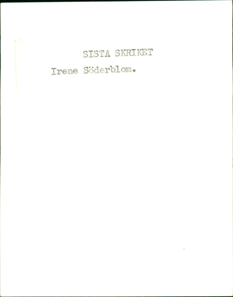Sista Skrisket, Irene Soderlom - Vintage Photograph