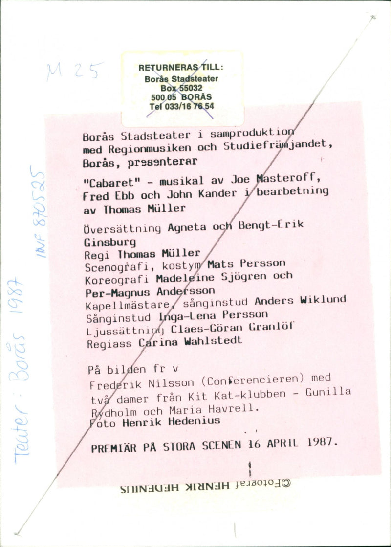 "Cabaret" - musical by Joe Masteroff - Vintage Photograph