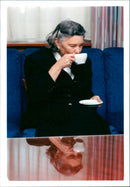 Rosamund Pilcher drinks coffee - Vintage Photograph