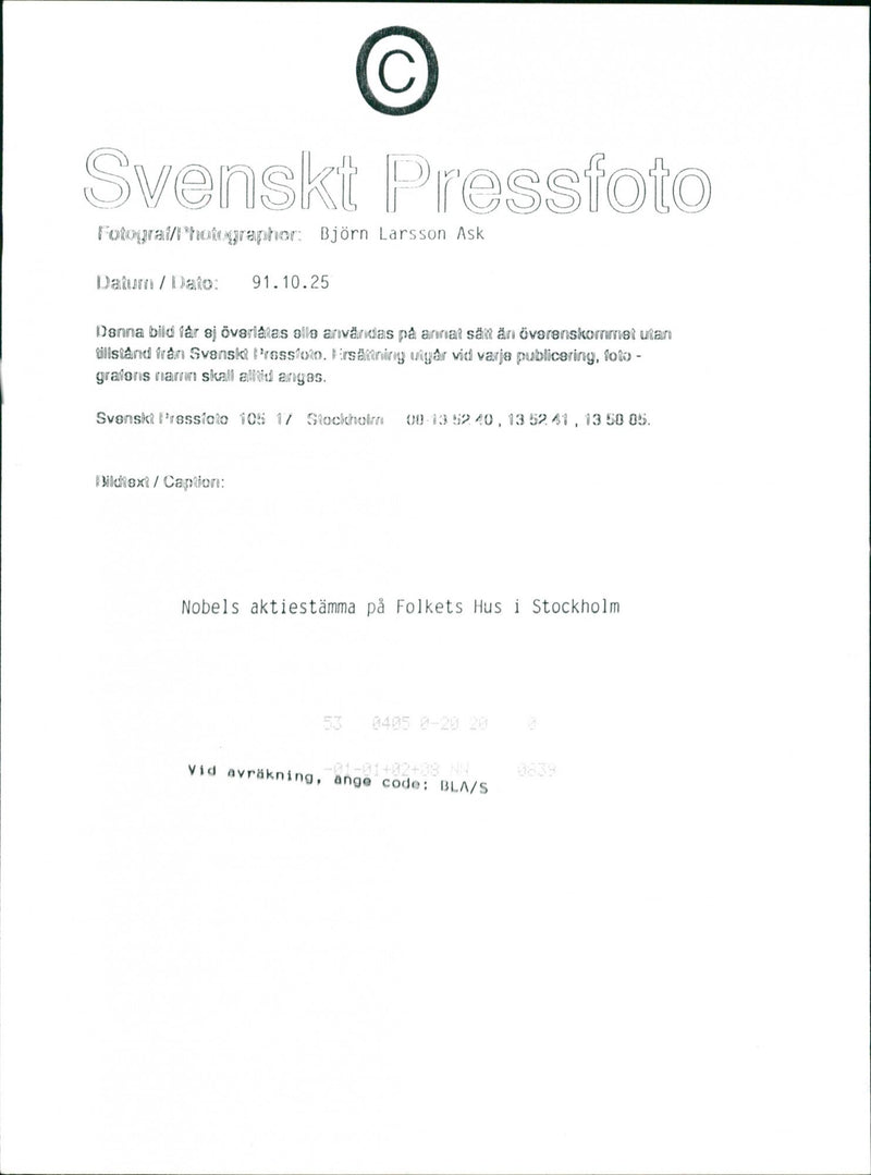 Erik Penser, Nobel shareholder at Folkets Hus in Stockholm. - Vintage Photograph