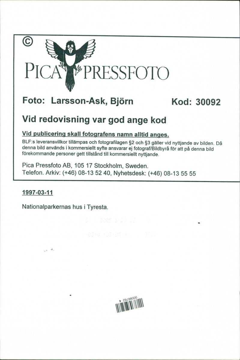 1997 NATURE RESERVED PROTECTED TELEPHONE SWEDEN RESPONSIBLE NYGREN LENNART - Vintage Photograph