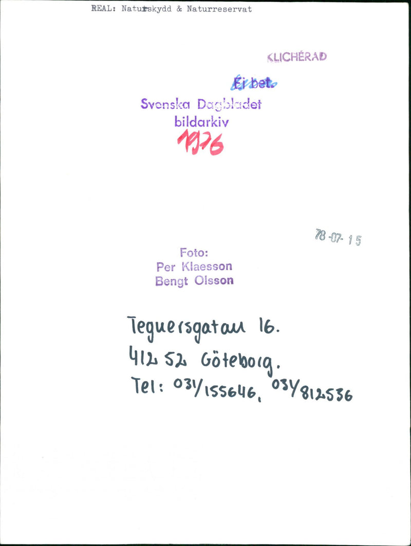 1976 NATURE RESERVED PROTECTED BY CLICHERA NYGREN LENNART - Vintage Photograph