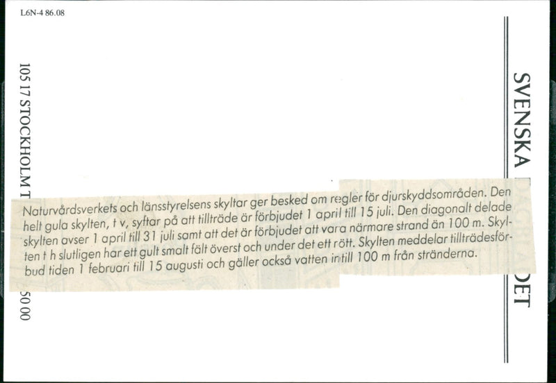 NATURE RESERVED PROTECTED NATIONAL BUT HAS GIVEN ANIMALS NYGREN LENNART - Vintage Photograph