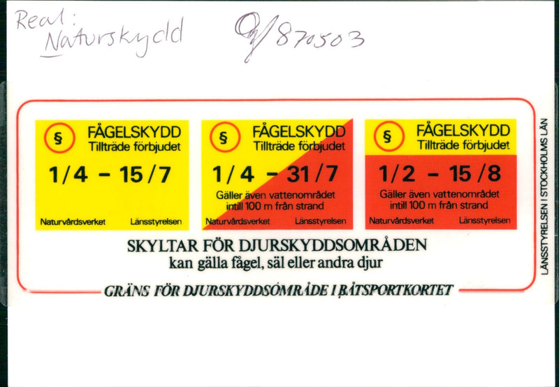 NATURE RESERVED PROTECTED NATIONAL BUT HAS GIVEN ANIMALS NYGREN LENNART - Vintage Photograph