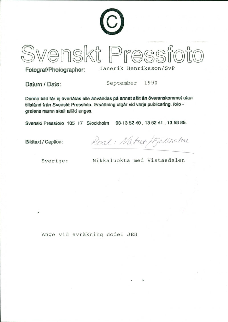 Nature, Mountain pictures. Nikkaluokta with Vistasdalen. - Vintage Photograph