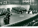 1985 Nobel Prize ceremony in the Concert Hall, Stockholm with Royal Family King Carl XVI Gustaf, Queen Silvia, Princess Lilian and Prince Bertil - Vintage Photograph