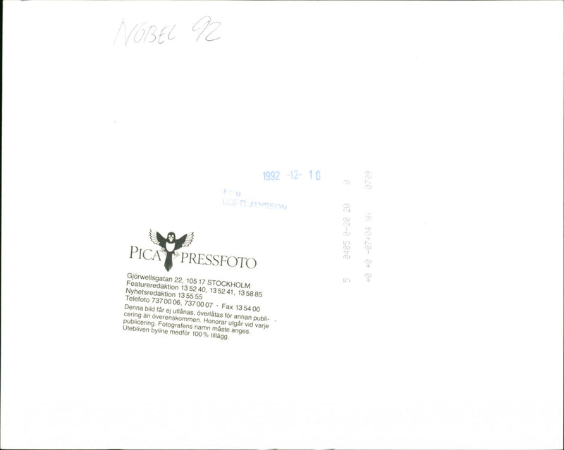 All 1992's Nobel laureates on the podium in the Concert Hall - Vintage Photograph