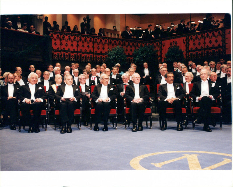 All 1992's Nobel laureates on the podium in the Concert Hall - Vintage Photograph