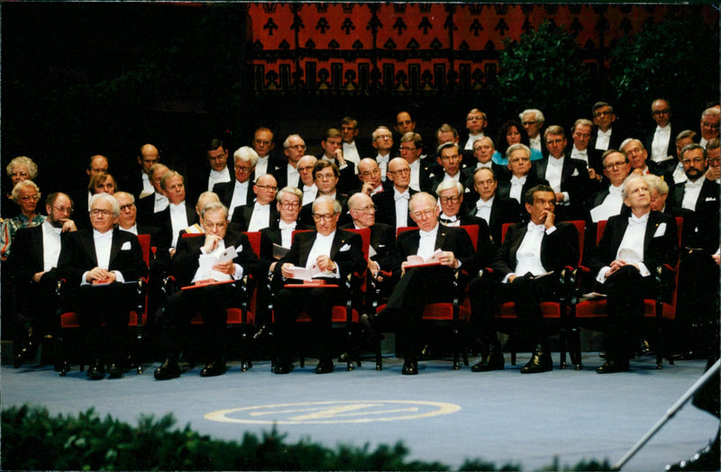 All 1992's Nobel laureates on the podium in the Concert Hall - Vintage Photograph