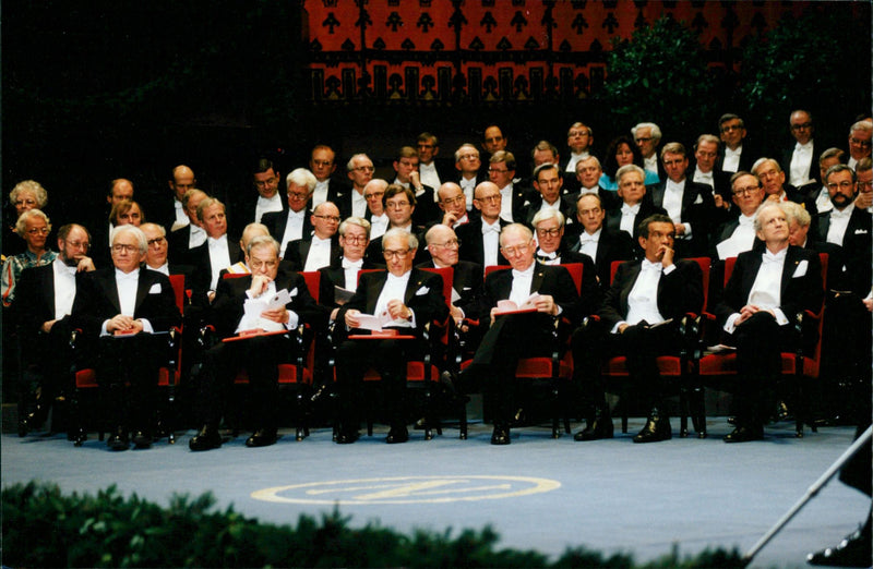 All 1992's Nobel laureates on the podium in the Concert Hall - Vintage Photograph