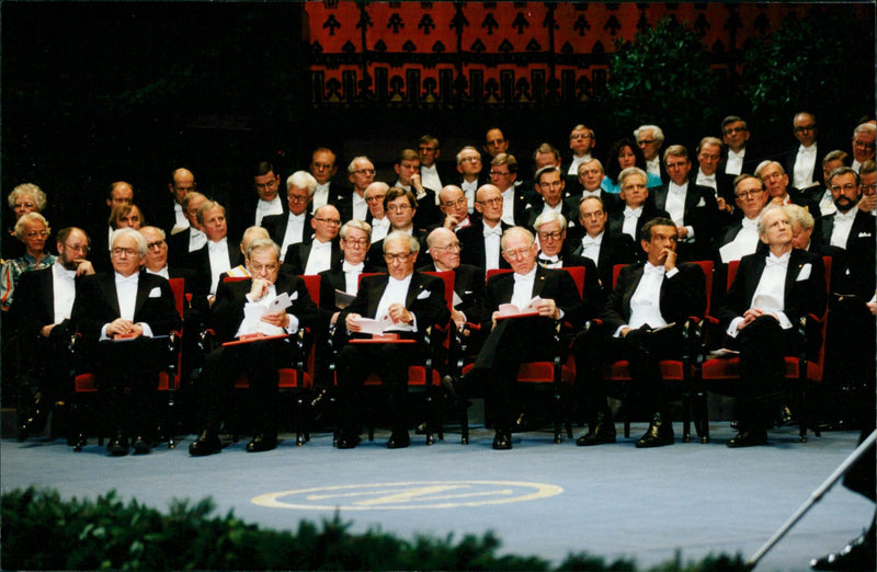 All 1992's Nobel laureates on the podium in the Concert Hall - Vintage Photograph