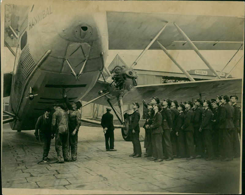 40 employees at Croydon aerodome, Commercial Cable Boys - Vintage Photograph