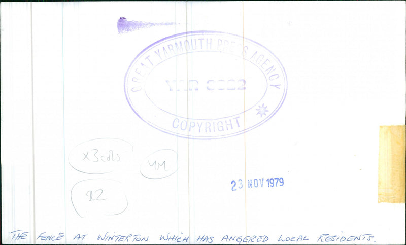 WIR ECO2 AGENC x3 cod UM 23 NOV THE FENCE AT WINTERTON WHICH - Vintage Photograph