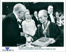 King Gustaf VI Adolf presents this year's Nobel Prize in Literature to Japanese writer Yasunari Kawabata - Vintage Photograph