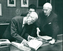 Nobel Laureate Yasunari Kawabata with interpreter along with envoy Nils StÃ¥hle - Vintage Photograph