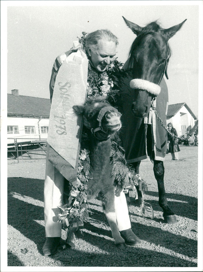 Active Bowler with foal and SÃ¶ren Nordin - Vintage Photograph