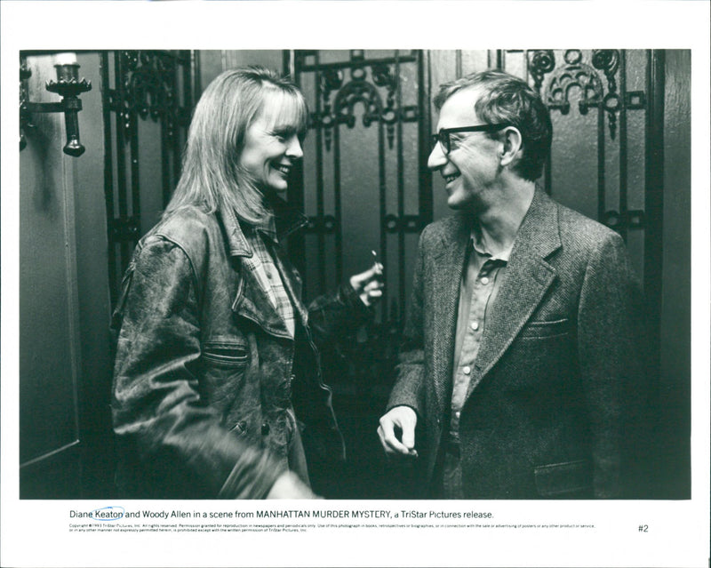 Diane Keaton and Woody Allen in a scene from the Manhattan Murder Mystery - Vintage Photograph