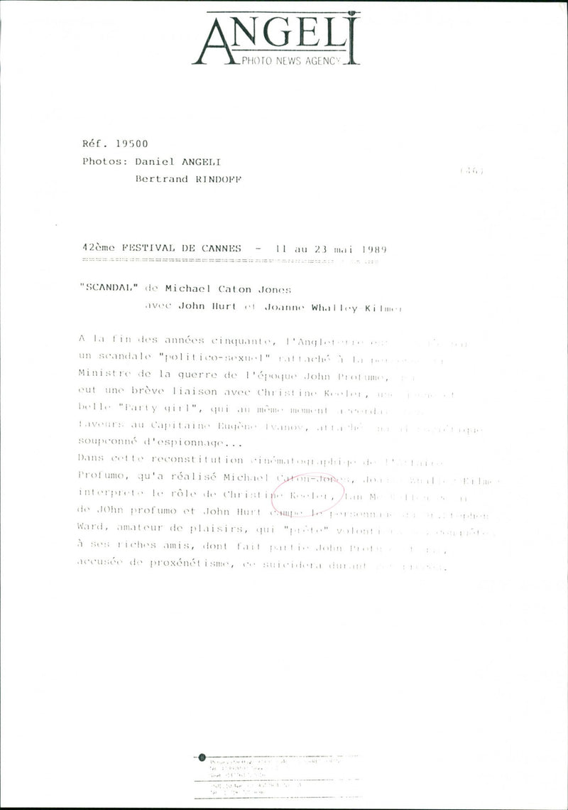 The British model Christine Keeler at the Cannes Film Festival where the reality-based film "Scandal" is shown - Vintage Photograph