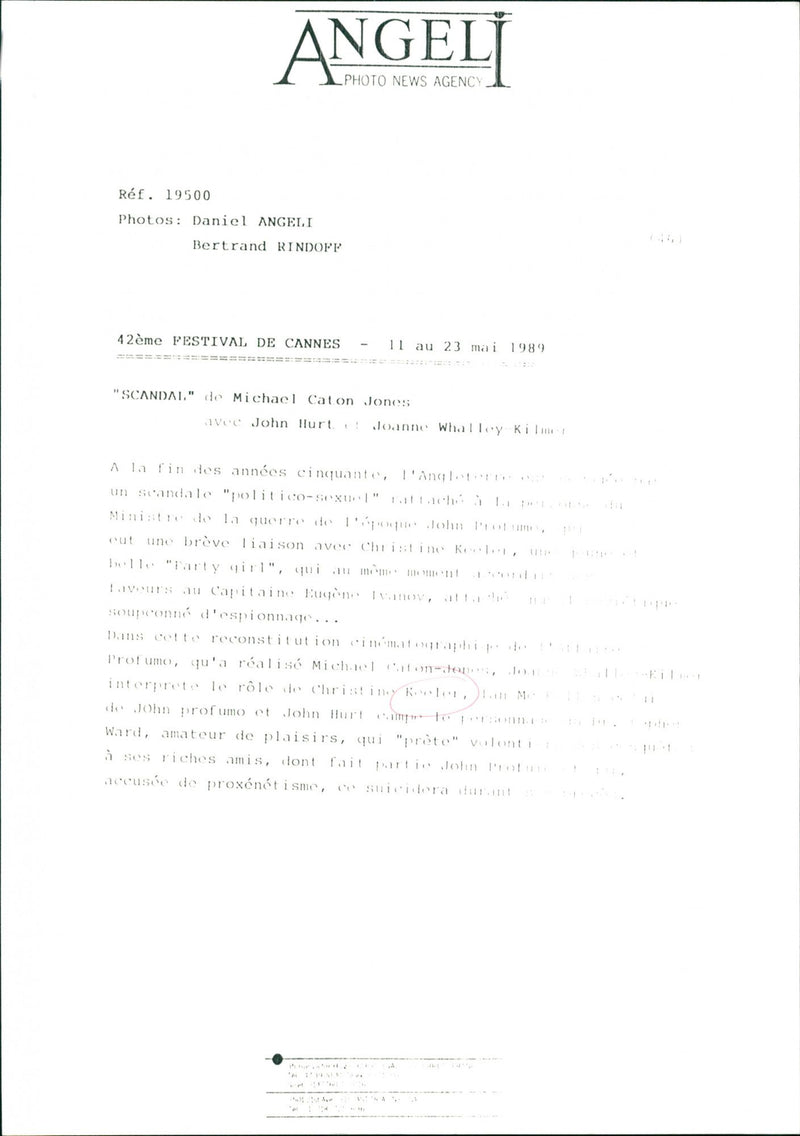 The British model Christine Keeler at the Cannes Film Festival where the reality-based film "Scandal" is shown - Vintage Photograph