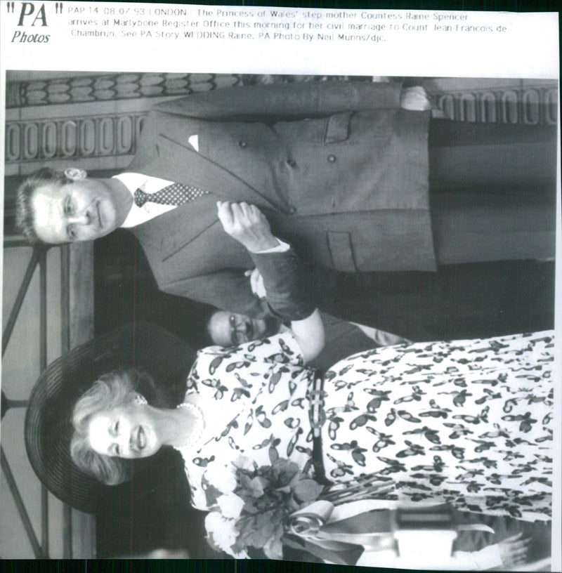 Countess Raine Spencer and her fiancee, Count Jean Francois de Chambrun. - Vintage Photograph
