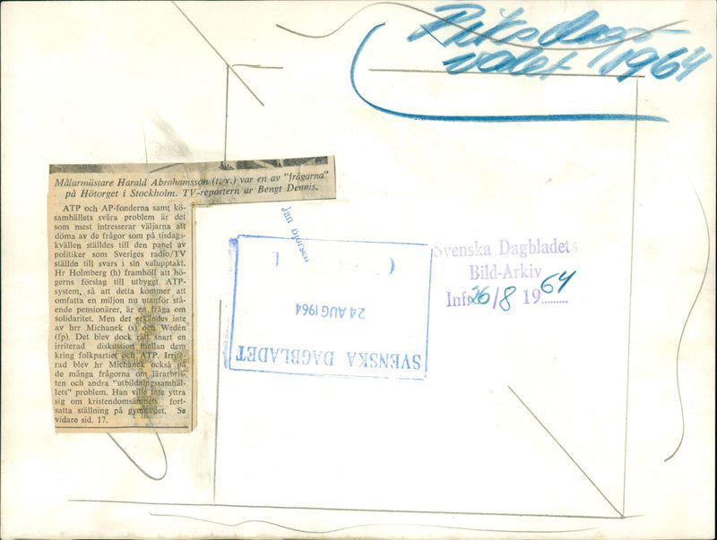 Sweden's politicians are being questioned by Sweden's radio and TV - Vintage Photograph