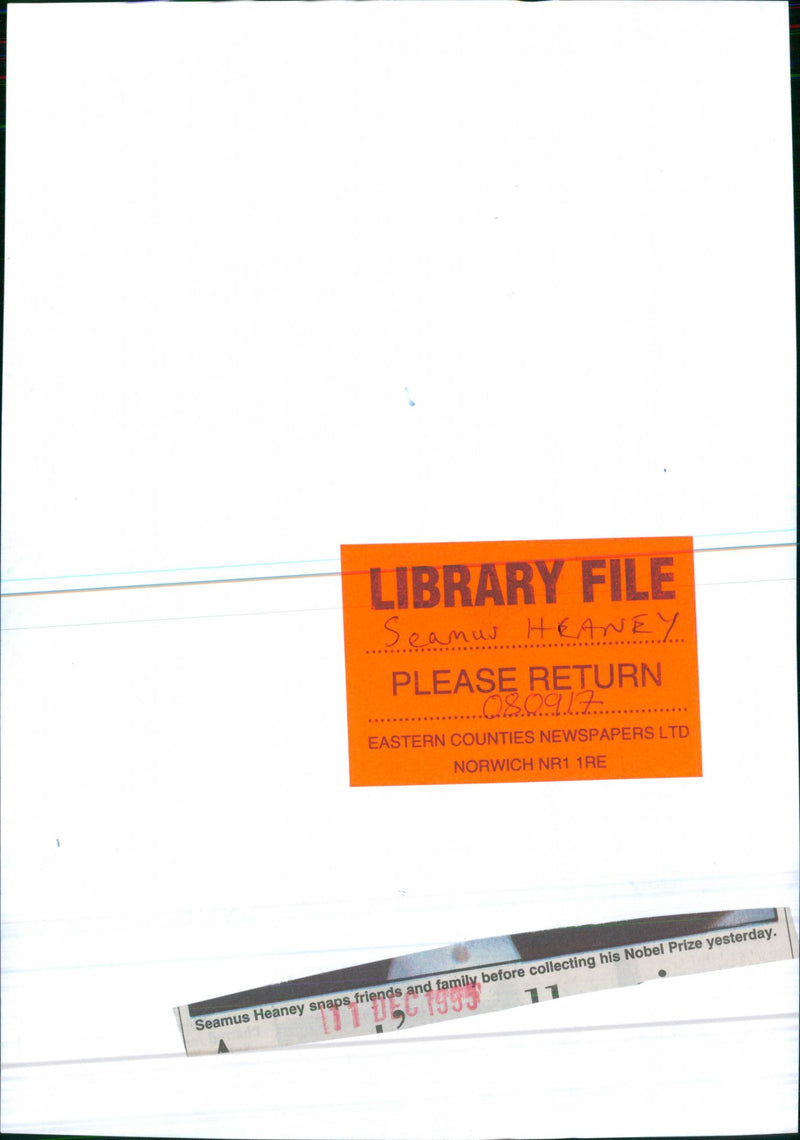 Seamus Heaney. - Vintage Photograph