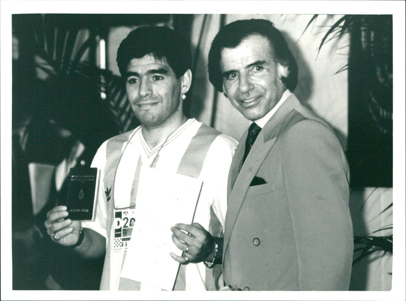 Carlos Saúl Menem and Diego Armando Maradona. - Vintage Photograph