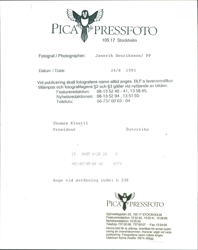 Thomas Klestil, Politician. - Vintage Photograph