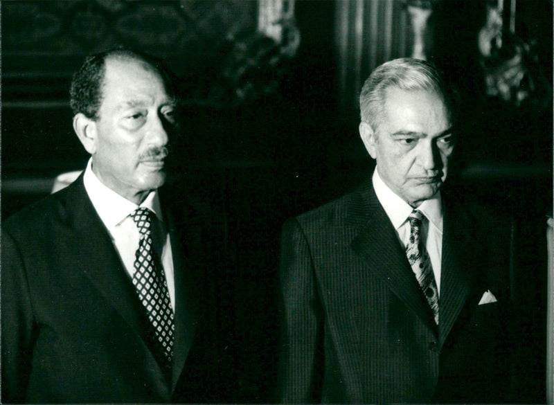 Mostafa Khalil and President Anwar al-Sadat - Vintage Photograph