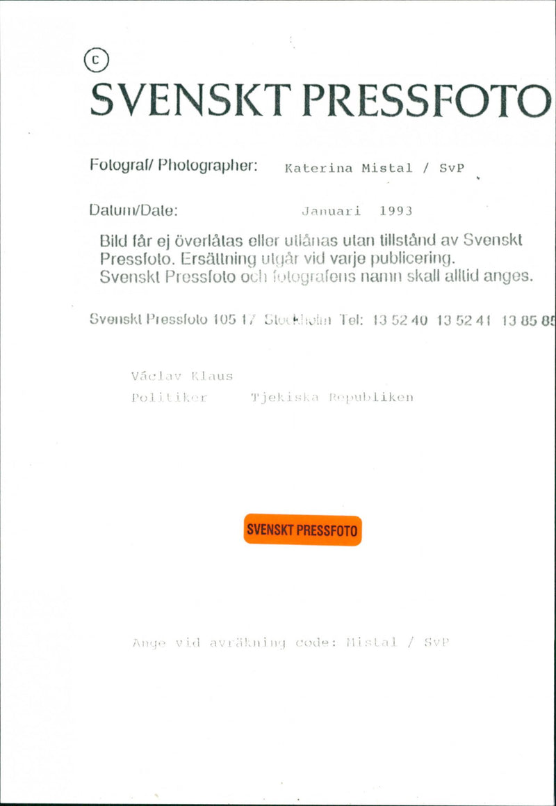 Vaclav Klaus, Politician. - Vintage Photograph