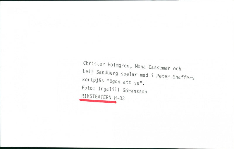 Christer Holmgren, Mona Cassemar and Leif Sandberg. - Vintage Photograph