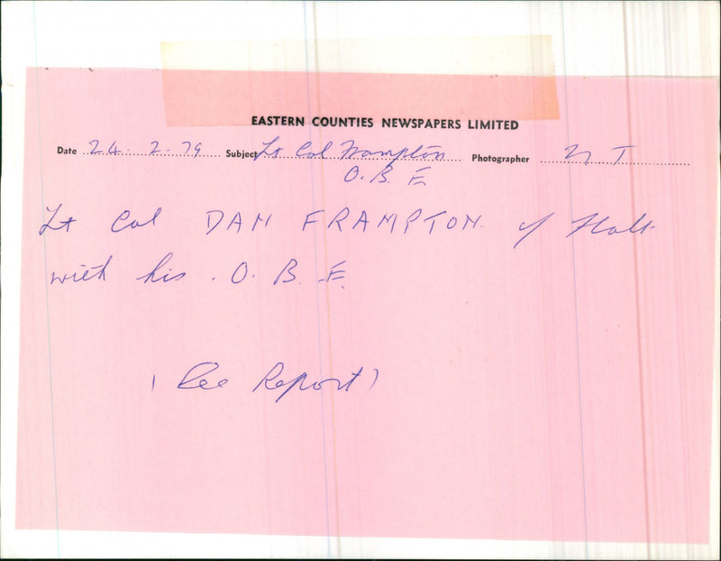 Lieutenant Colonel Dan Frampton - Vintage Photograph