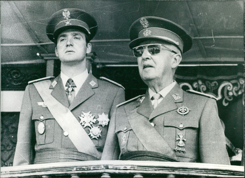 General Francisco Franco and Prince Juan Carlos of Spain - Vintage Photograph