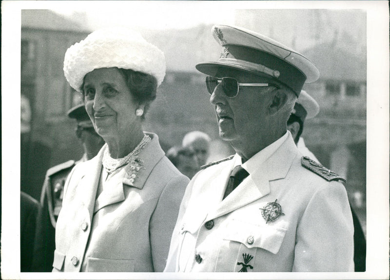 General Francisco Franco and his wife, Dona Carmen. - Vintage Photograph