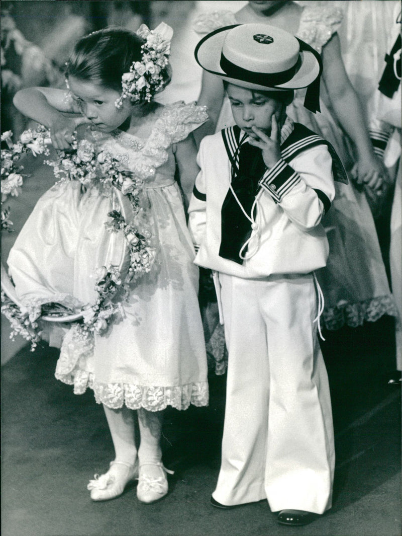 Prince William during wedding ceremony of Prince Andrew at Westminster Abbey - Vintage Photograph