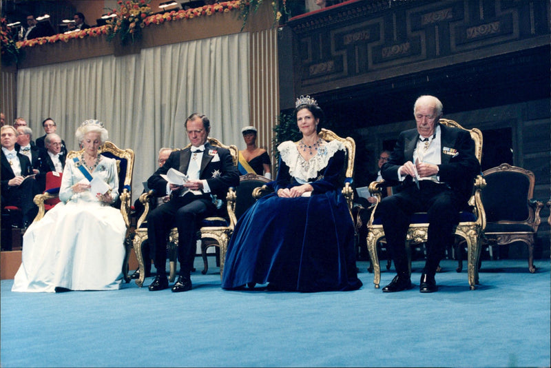 The royals at the Nobel Prize ceremony in the Concert Hall in 1990 - Vintage Photograph