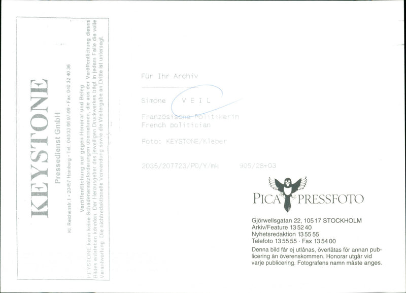 Simone Veil, French politician. - Vintage Photograph