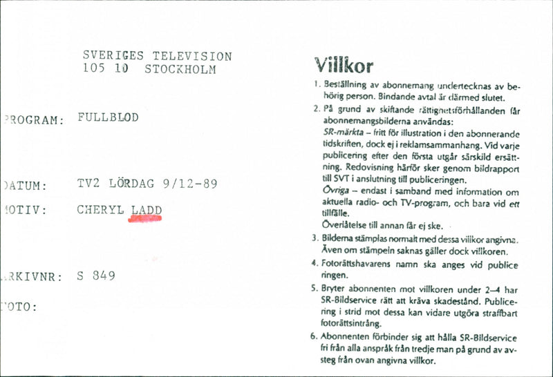 Cheryl Ladd in Whole Blood - Vintage Photograph