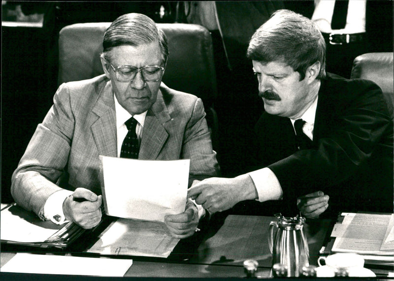 Manfred Lahnstein with Helmut Schmidt - Vintage Photograph